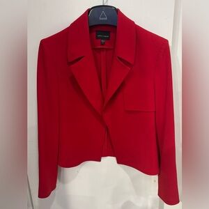 Judith & Charles Harley cropped blazer red open office street cocktail chic